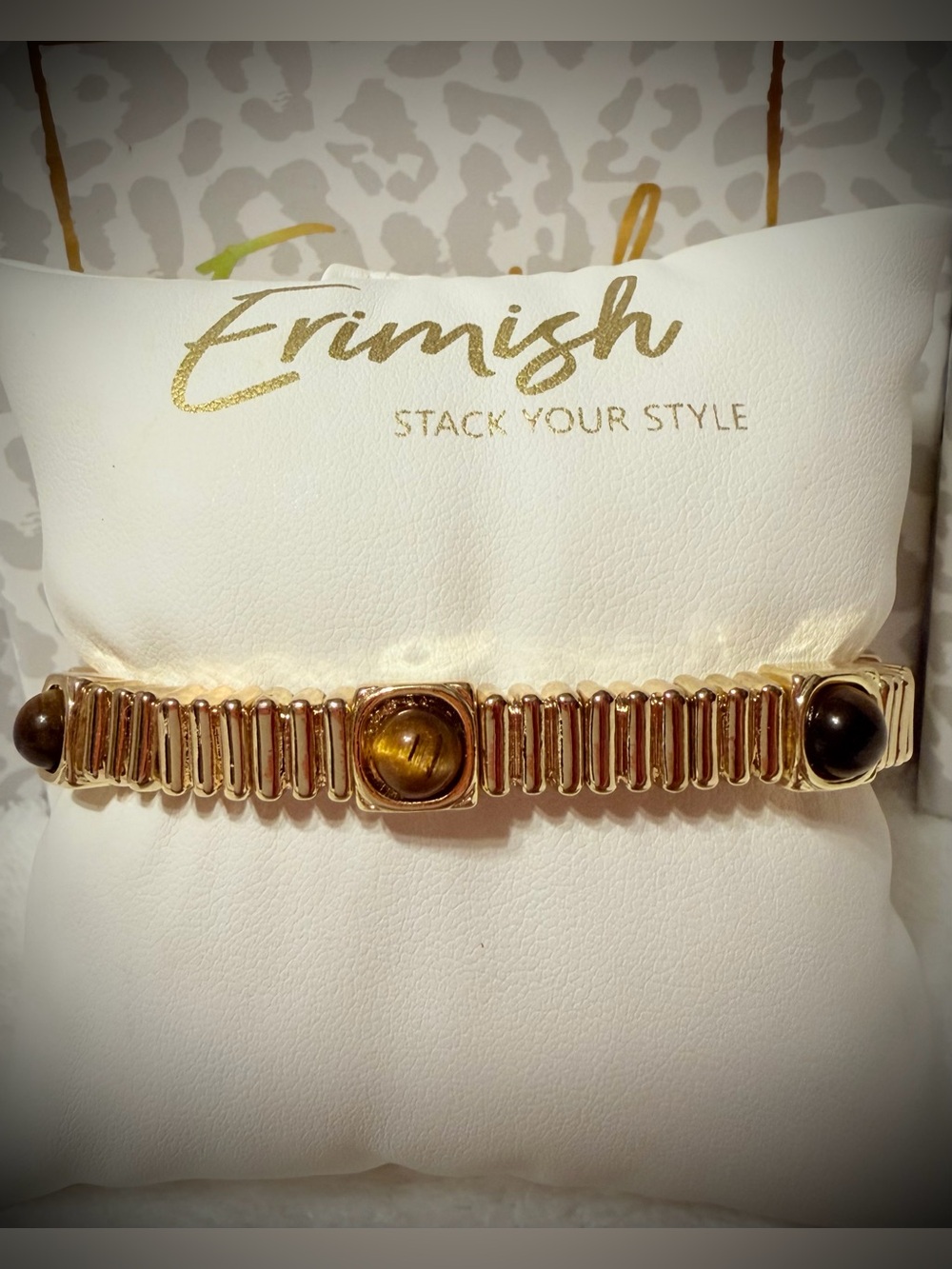 Erimish Gold and Brown Tiger Eye Stretch Bracelet